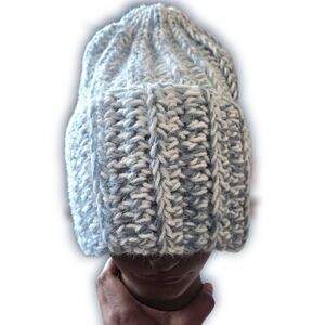 "Blues" Fuzzy Chunky Xtra LONG, Ribbed Beanie, Winter Accessories, Handmade